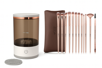 Electric Makeup Brush Cleaner + 12 brushes with bag + base  stand