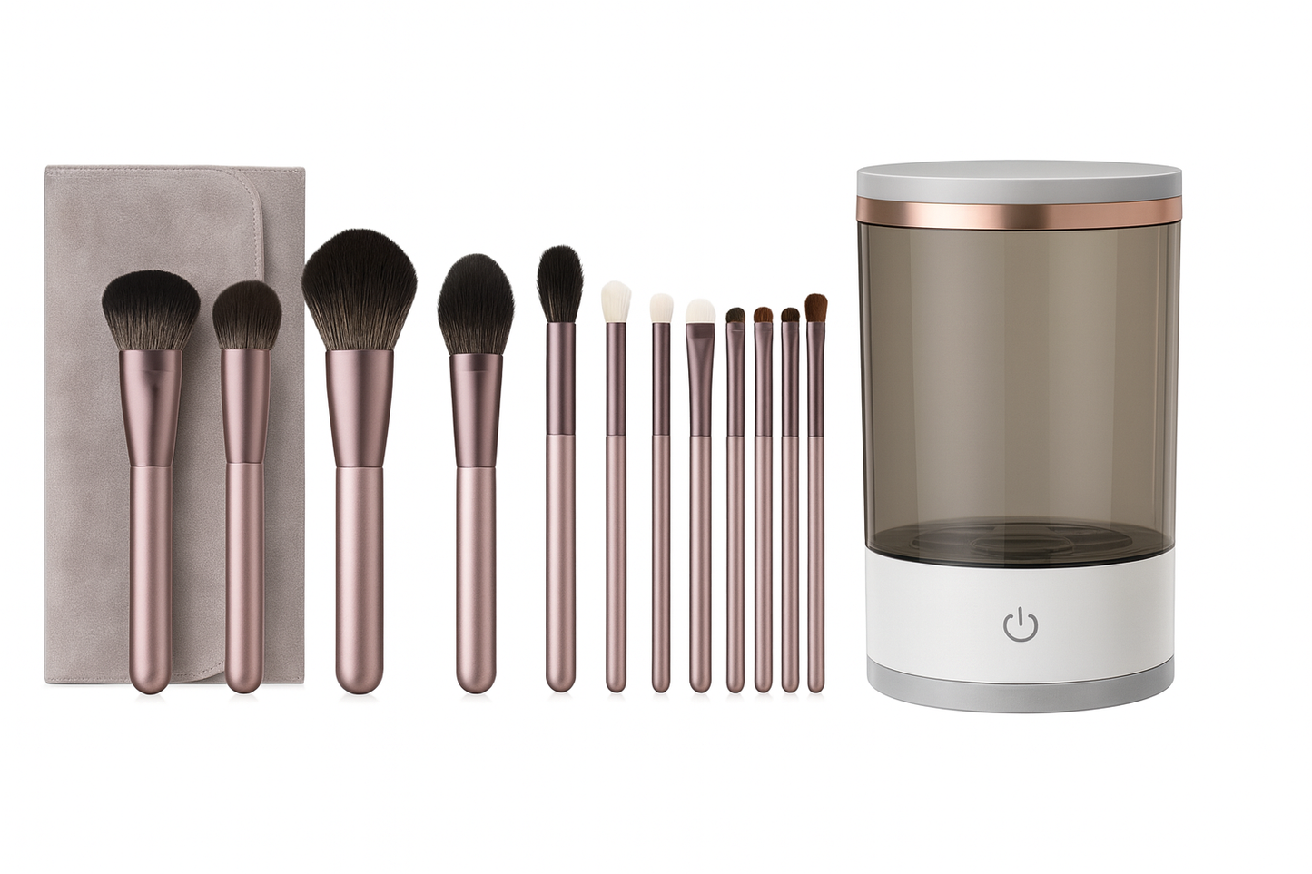 Electric Makeup Brush Cleaner + 12 brushes with bag + base  stand